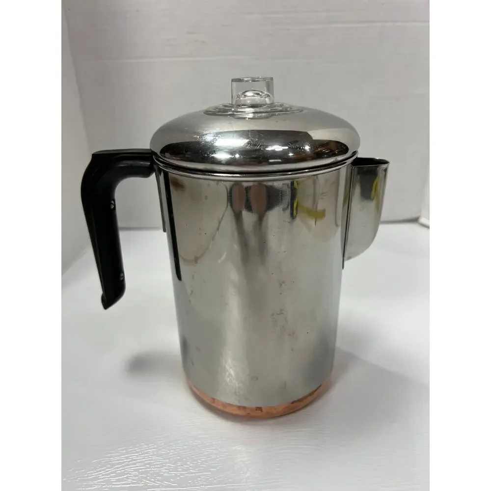 Revere Ware Stainless Steel Stovetop Coffee Percolator Vintage American USA
